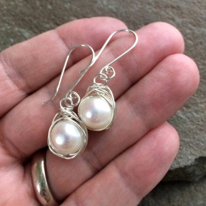 Pearl Nest Earrings by AnneMade Jewelry