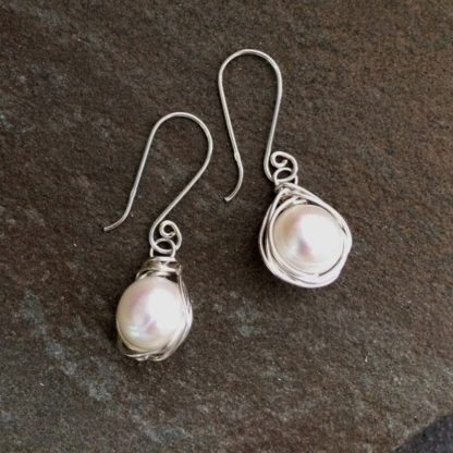 Pearl Nest Earrings by AnneMade Jewelry